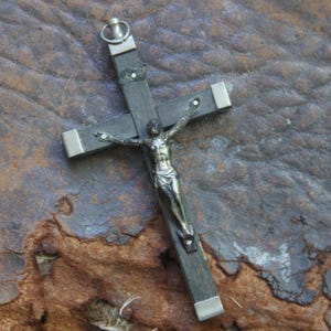Antique Ebony Italian crucifix, Pectoral crucifix, 4.25&quot; Ebony Crucifix, Catholic Crucifix