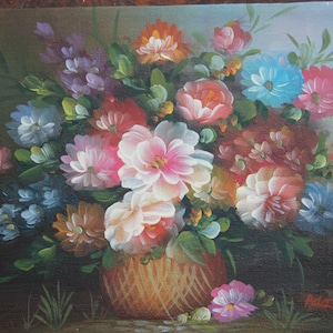 Beautiful Vintage Original Painting , Floral Still life, signed painting Adams, 8 by 10&quot; paintings