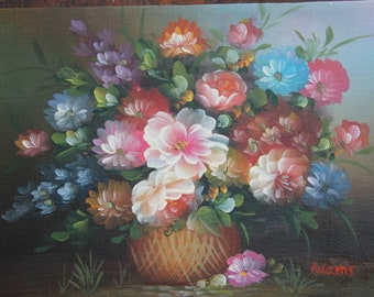 Beautiful Vintage Original Painting , Floral Still Life