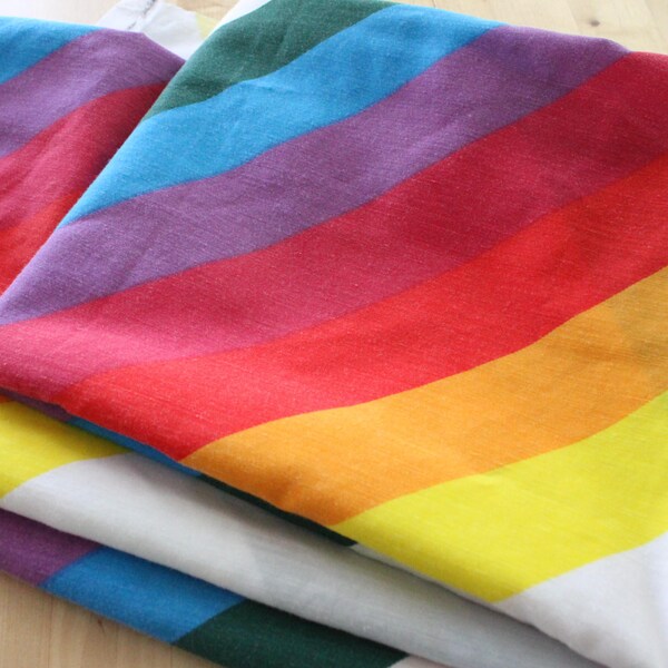 OOAK Vintage Upcycled RAINBOW Shower curtain , Rainbow shower curtain, Cotton blend, Vintage Homemade Shower Curtain, Rainbow Bathroom