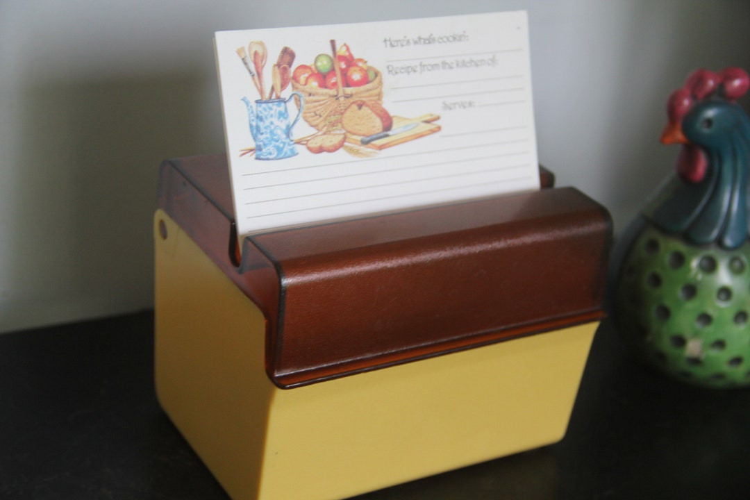 Rubbermaid VINTAGE Recipe Box Index Card File Yellow Etsy