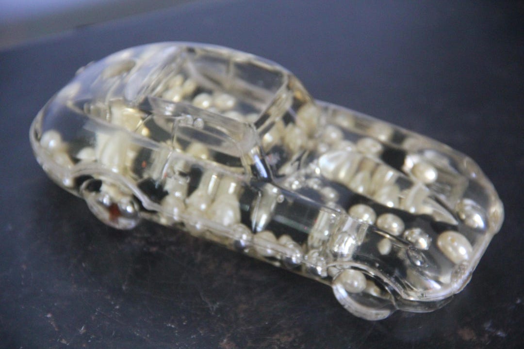 Vintage Lucite Car Paperweight With Floating Beads, Jaguar E Type Style ...