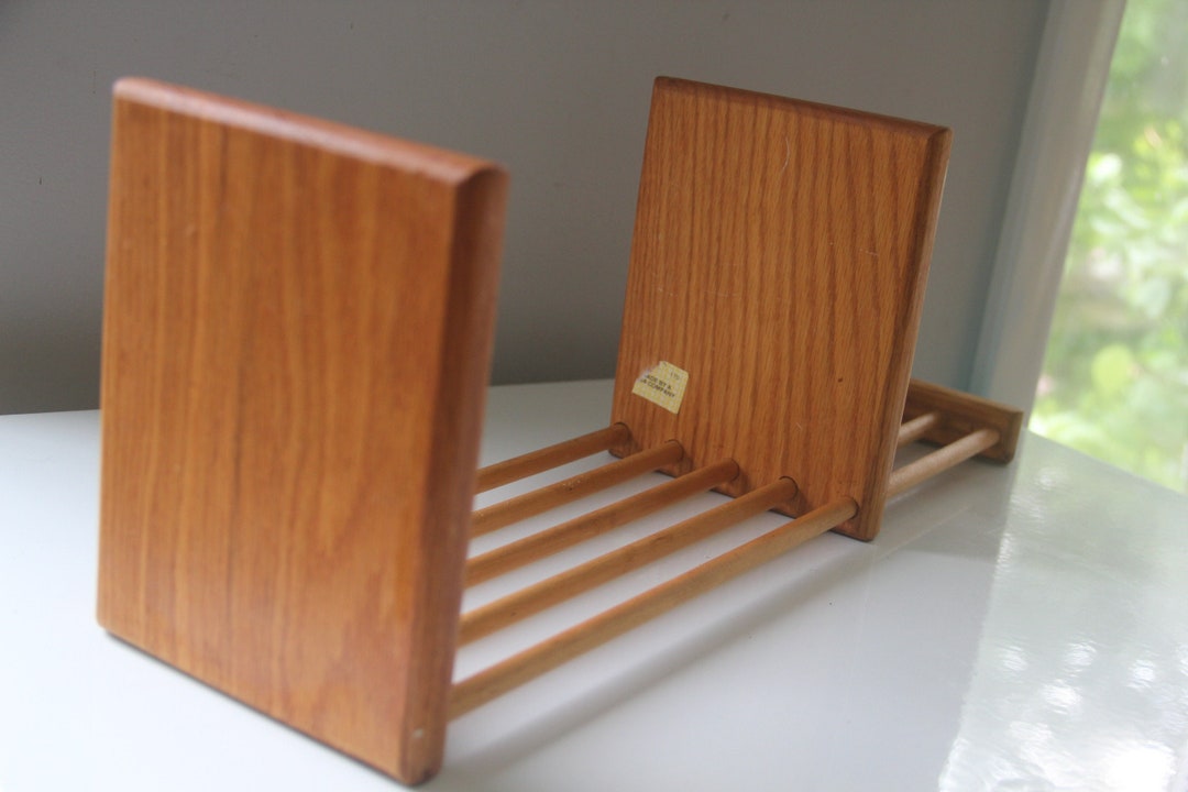 Vintage Wood Book Rack, Desk Top Storage Organizer, Wood Shelving, Tabletop Bookshelf Magazine