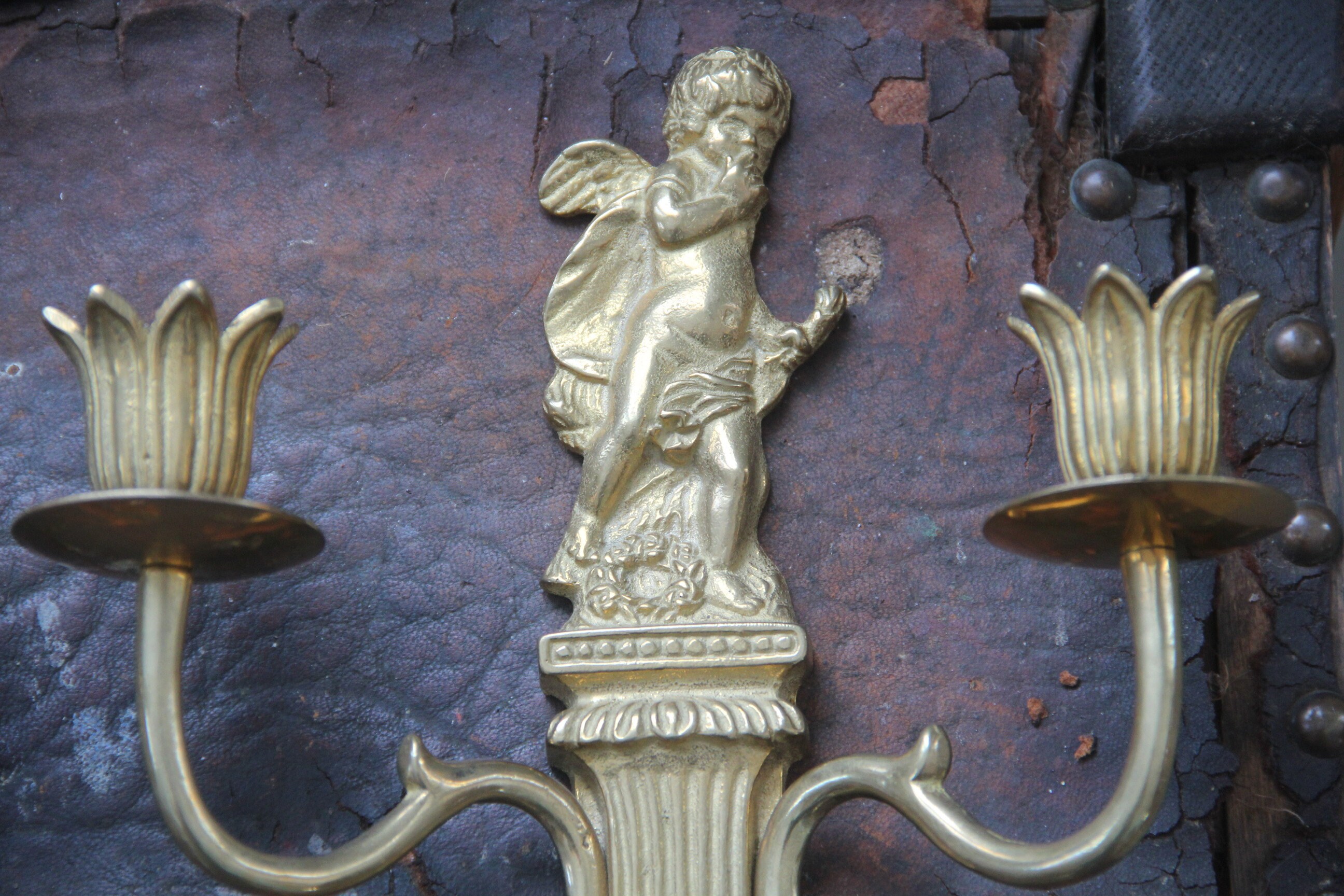 2 Vintage CHERUB wall sconces for candles2 Vintage double | Etsy