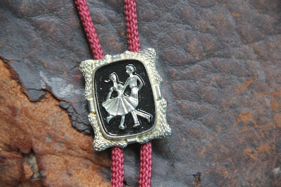 Awesomely Vintage SQUARE DANCING bolo tie, vintag… - image 1