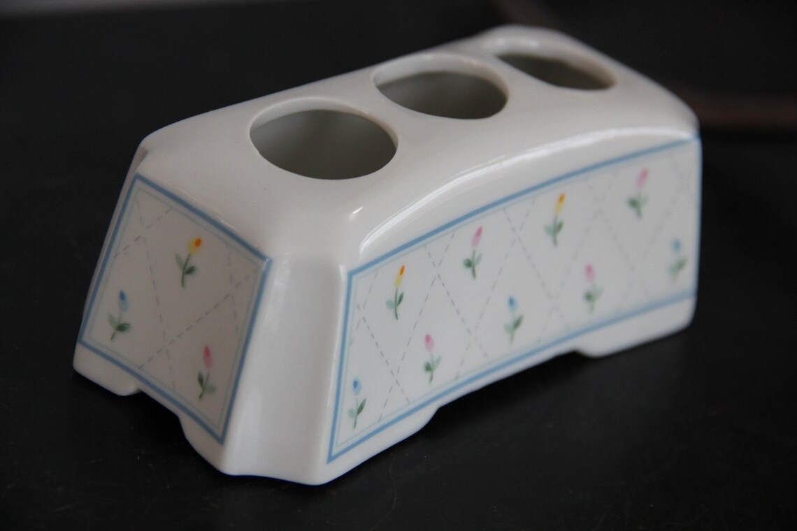 Vintage Porcelain Lipstick Holder Handpainted Flowers Etsy