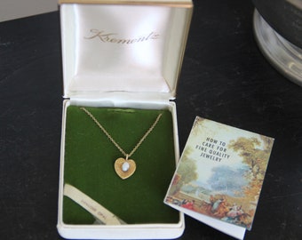 NIP/NOS Necklace 1950-60s OPAL Heart 