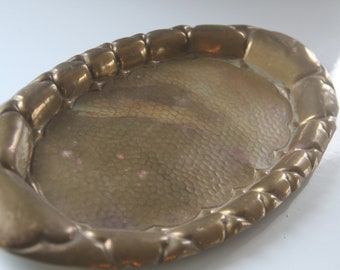 Vintage Brass Oval Vanity Tray, Hollywood Regency Style