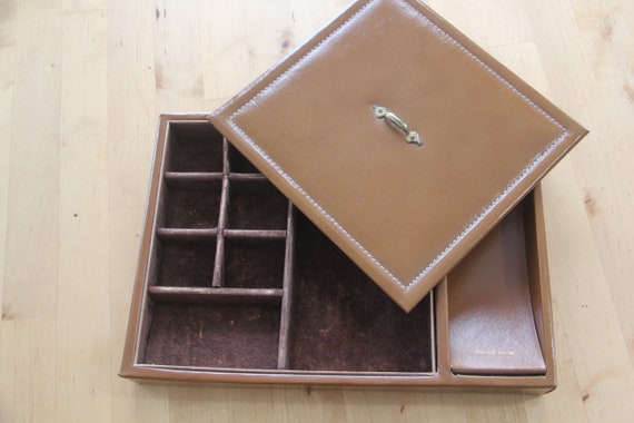 Vintage Camel brown Jewelry Box with Gold Trim - … - image 2