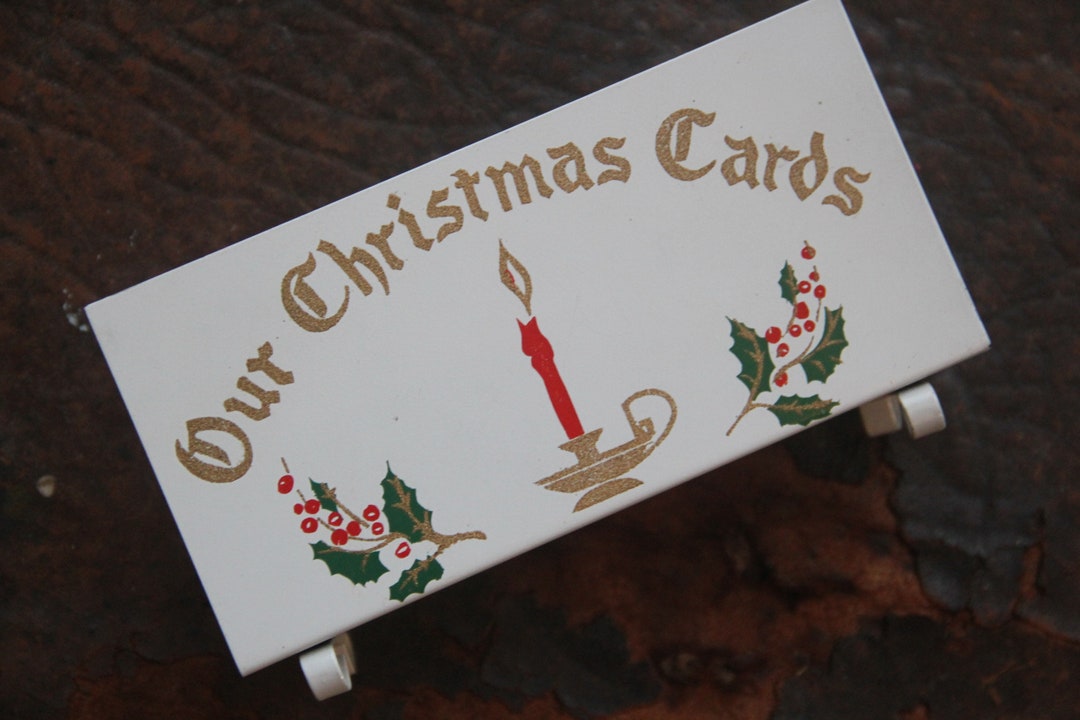 Vintage Greeting Christmas Card Holder, Vintage Christmas Card Holder