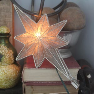 RARE Vintage Double sided Silver Metal Christmas Star Tree Topper, 1970s, 12&quot; silver starburst tree topper