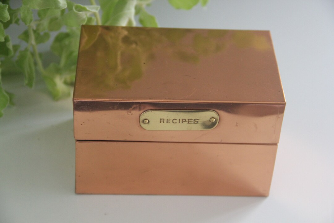 Vintage Solid COPPER Metal Card Box Recipe Card Box 3 X Etsy