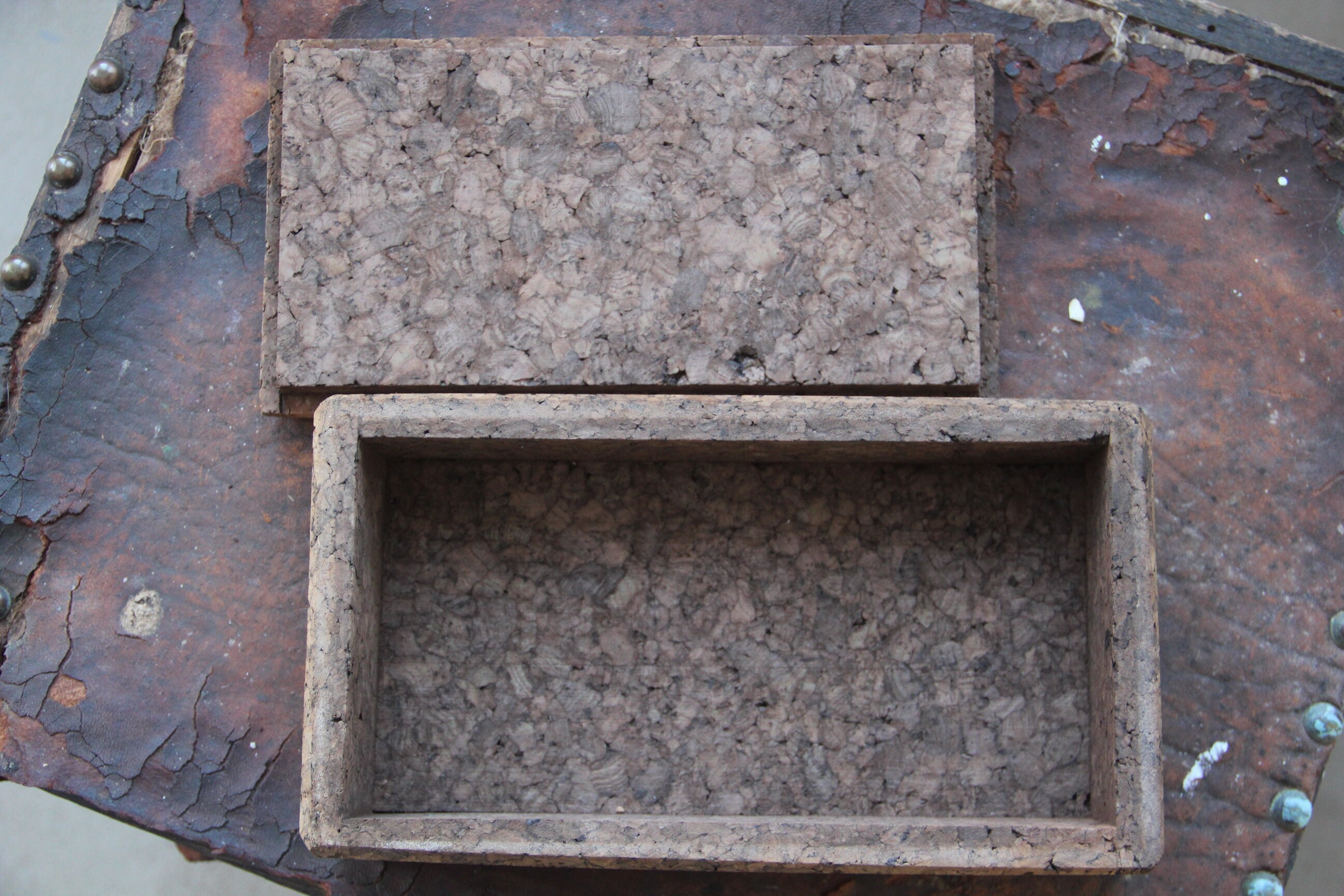 Vintage Cork Jewelry Box With Floral Ceramic Tile Etsy