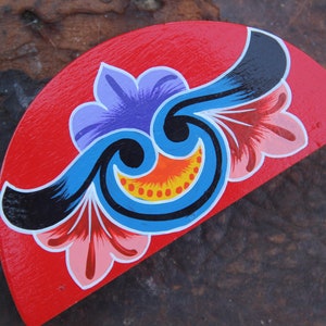 OOAK, vintage hand painted Floral napkin holder, Vintage Wood Mail holder, vintage Folk Art