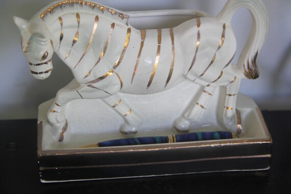 Vintage Dresser Caddy Valet, Ceramic Zebra Rare, … - image 6