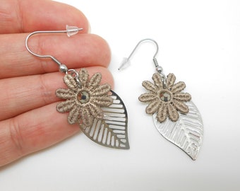Stainless steel earrings with flowers, Christmas gift