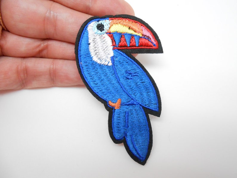 Toucan patch, iron-on patch, hide a hole, bird patch, customization image 1