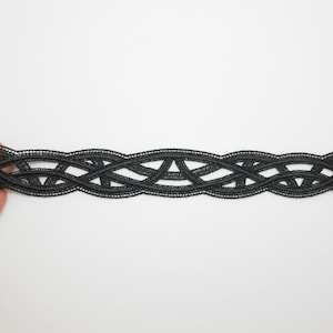 Black guipure applique for choker collar, dog collar, choker