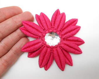 Grosse fleur rose fuchsia pour les cheveux, barrette fleur, coiffure de mariée, barrette enfant