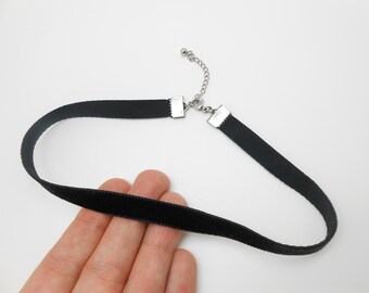 Black velvet and stainless steel choker, Christmas gift, dog collar, lingerie collar, libertine