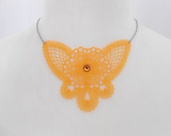 lace necklace with stainless steel chain