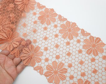 1 meter 20 of orange embroidered tulle for lingerie or sewing