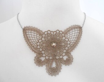 lace necklace with stainless steel chain