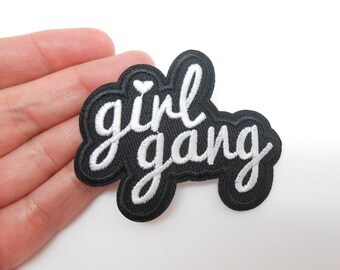 Girl gang crest, iron-on crest, hide a hole, patch, customization
