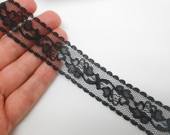 1 meter of black lace ribbon, black ribbon, fancy ribbon