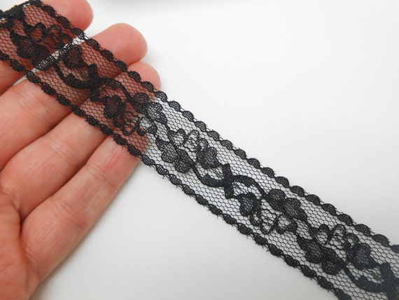 1 Meter Black Lace Ribbon, Black Ribbon, Fancy Ribbon 