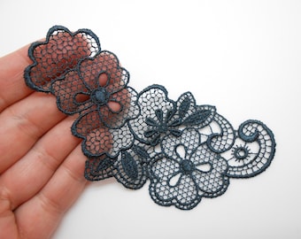 Dark gray lace 11 x 5.5 cm, sewing, customization