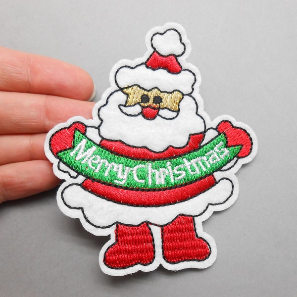 Ecusson Père Noël, écusson thermocollant, cacher un trou, patch, customisation