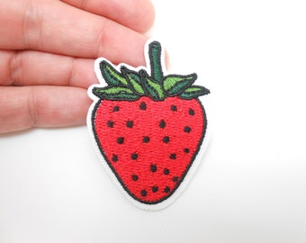 Strawberry patch, iron-on patch, hide a hole, strawberry patch, customization