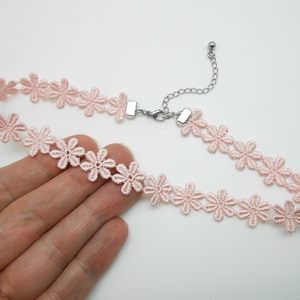 Pink lace choker necklace, children&#39;s necklace, lace choker, girl&#39;s choker, cotton choker, hippie jewelry, hippie choker