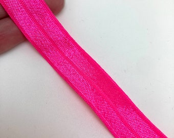 1 metro de cinta elástica rosa neón de 16 mm, elástico para diadema de bebé