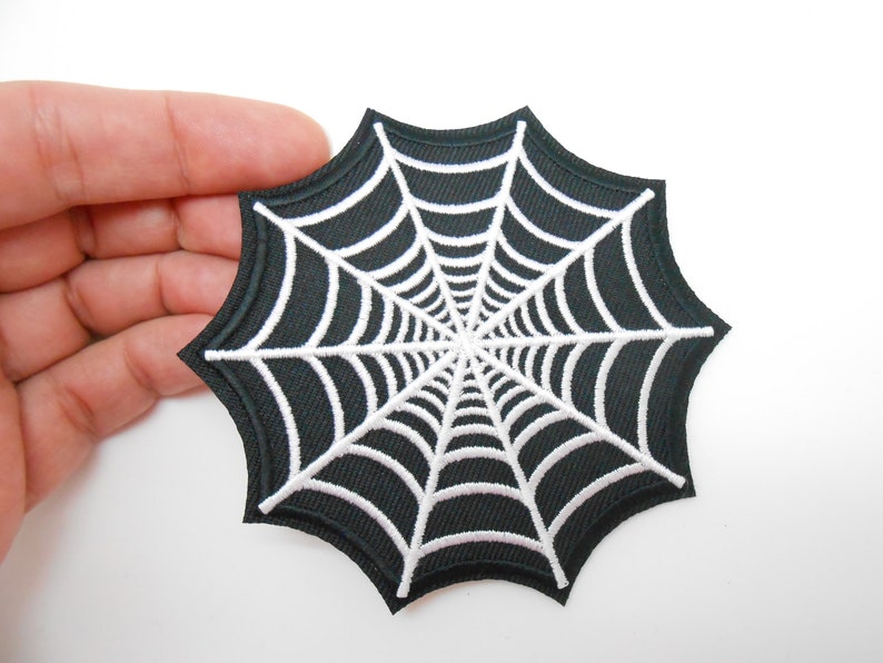 Halloween spider web patch, iron-on patch, hide a hole, halloween patch, customization image 1