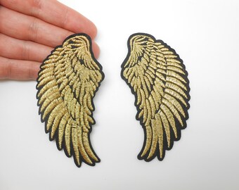 Pair of wing patches, iron-on patch, hide a hole, patch, customization