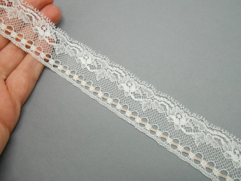 1 meter of ecru and pink French lace ribbon image 1