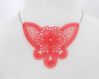 lace necklace with stainless steel chain