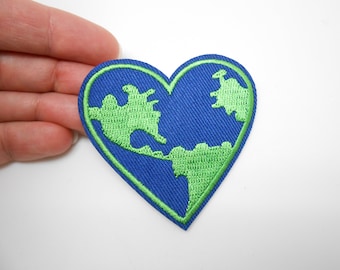 Heart patch, iron-on patch, hide a hole, heart patch, customization, earth patch