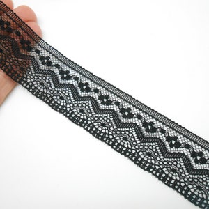 Black stretch Calais lace ribbon image 1