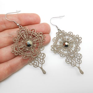 Lace earrings with crystal pastes of swarovski and stenless steel