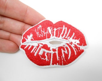 Mouth patch, kiss iron-on patch, hide a hole, mouth patch, customization