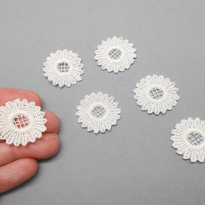 6 fleurs écrues en coton de 2,5 cm, couture, customisation