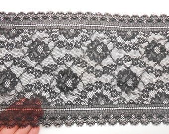 Piece of black stretch lace, stitching