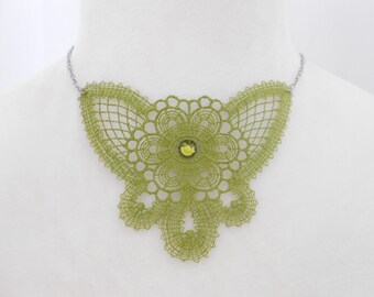 lace necklace with stainless steel chain