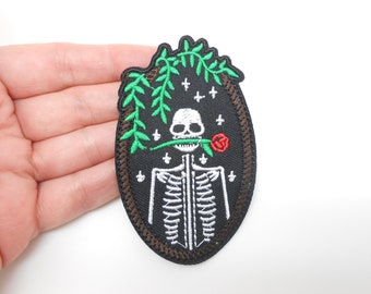 Skeleton patch, Halloween patch, iron-on patch, hide a hole, skeleton patch, customization