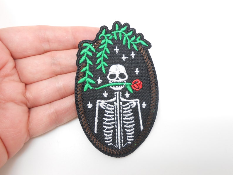 Skeleton patch, Halloween patch, iron-on patch, hide a hole, skeleton patch, customization image 1