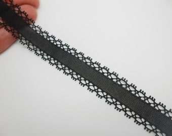 1 meter of black lace ribbon, black ribbon, fancy ribbon