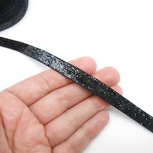 Ruban noir à paillettes, ruban cadeau, ruban fantaisie, ruban glitter